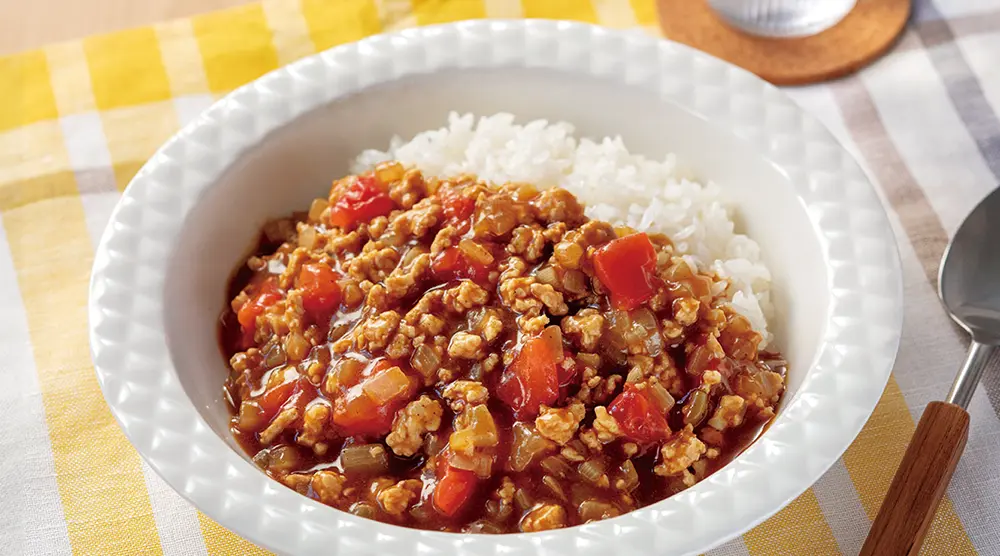 トマトとチキンのさっぱりキーマカレー